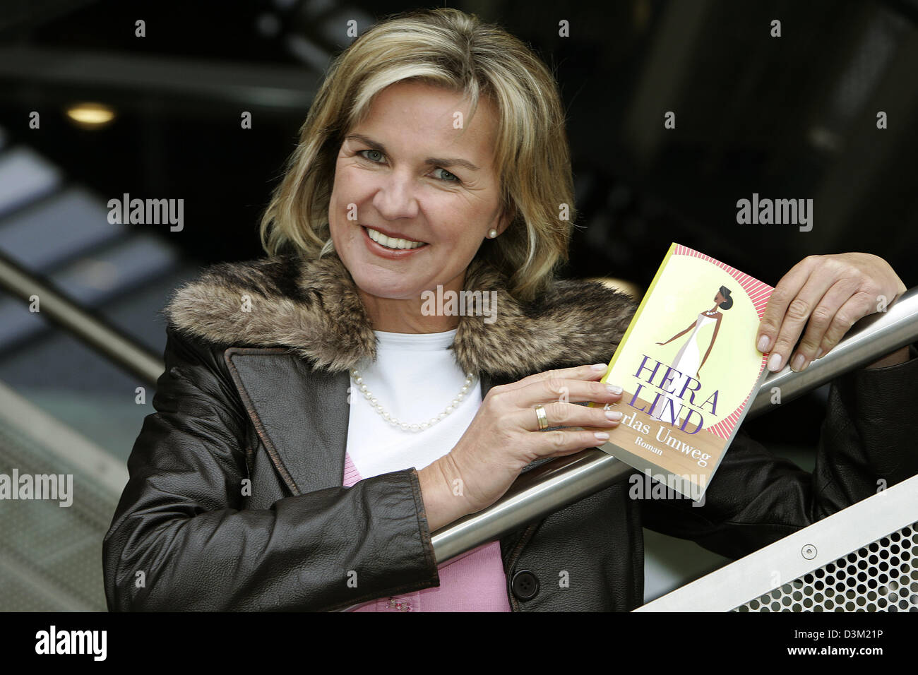 (dpa) - German author Hera Lind presents her new title 'Karla's detour' at the Frankfurt Book Fair in Frankfurt, Germany, 20 October 2005. Photo: Frank May Stock Photo