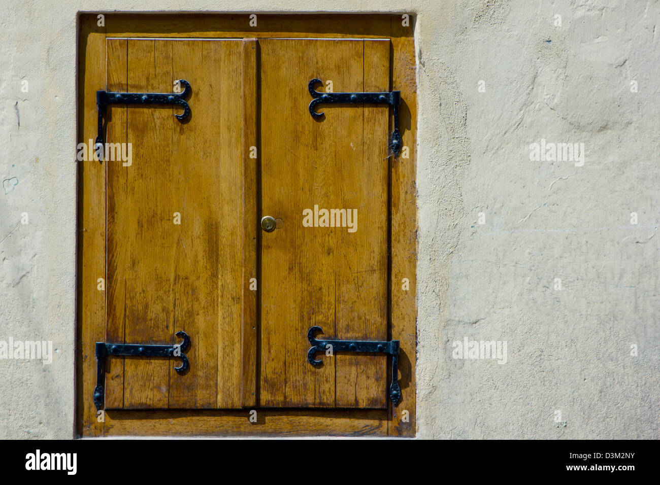 Old wood window with metal hinges Stock Photo Alamy