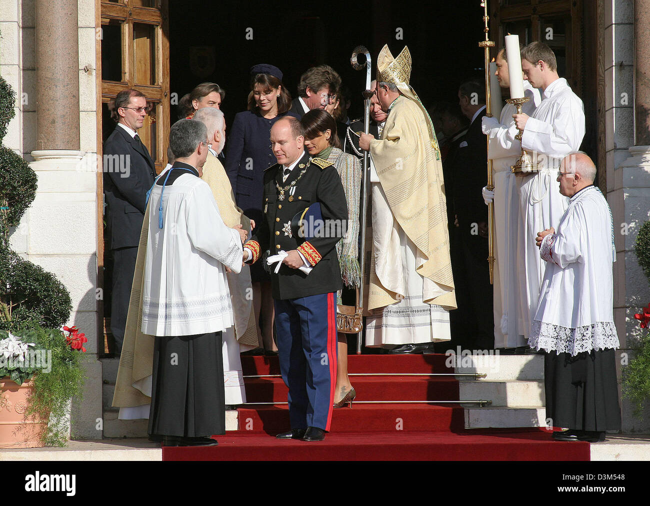 (dpa) - Monaco's princely family leaves Monaco's Cathedral after the ...