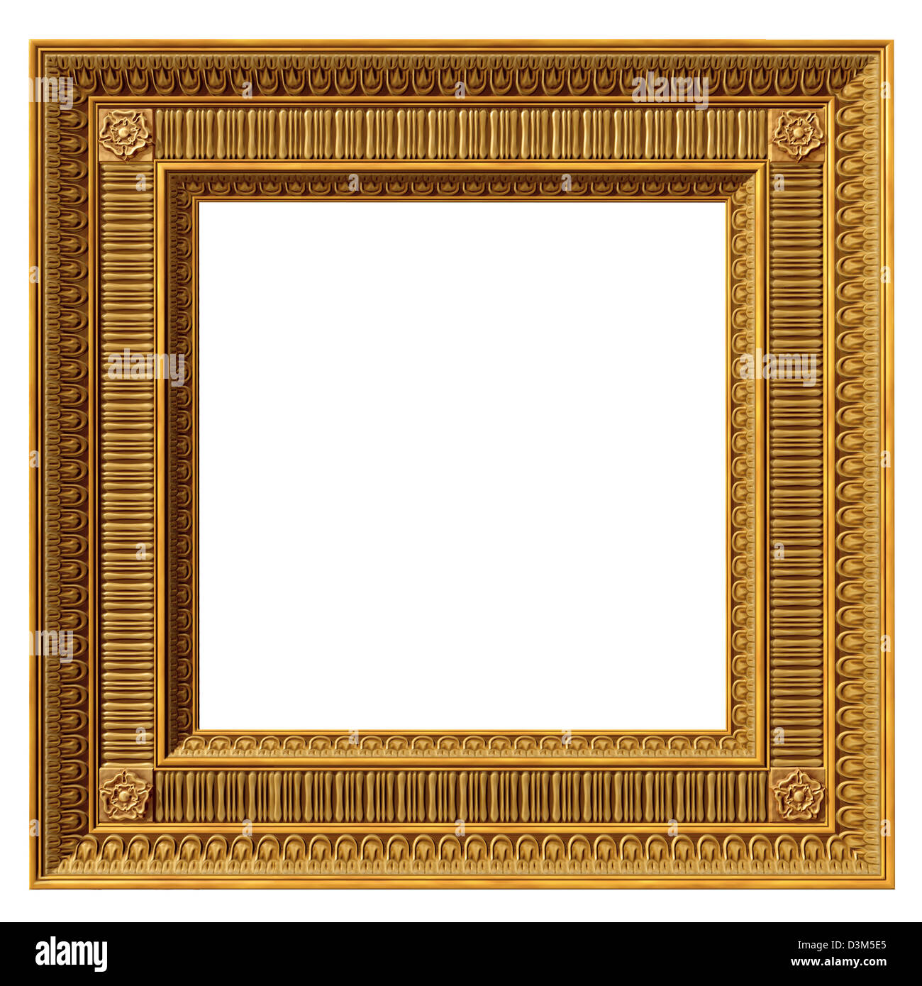 Illustration of a gilded square neoclassical picture frame Stock Photo