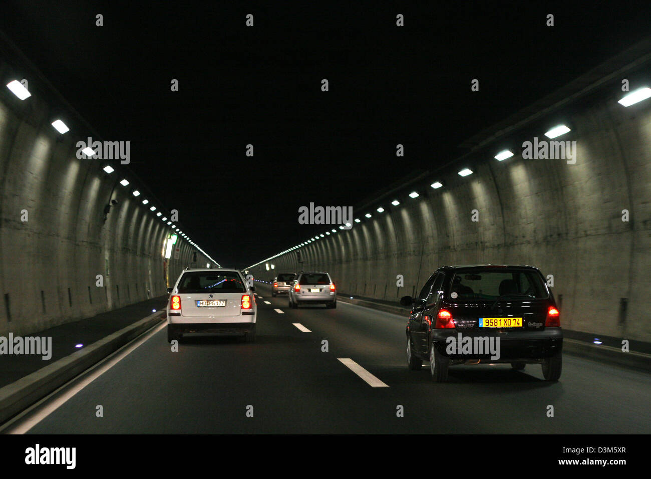 (dpa) - The picture shows a tunnel at A2 motorway from Lucerne to Basle between the city of Maerkingen and Sissach, Switzerland, 27 October 2005. Photo: Heiko Wolfraum Stock Photo
