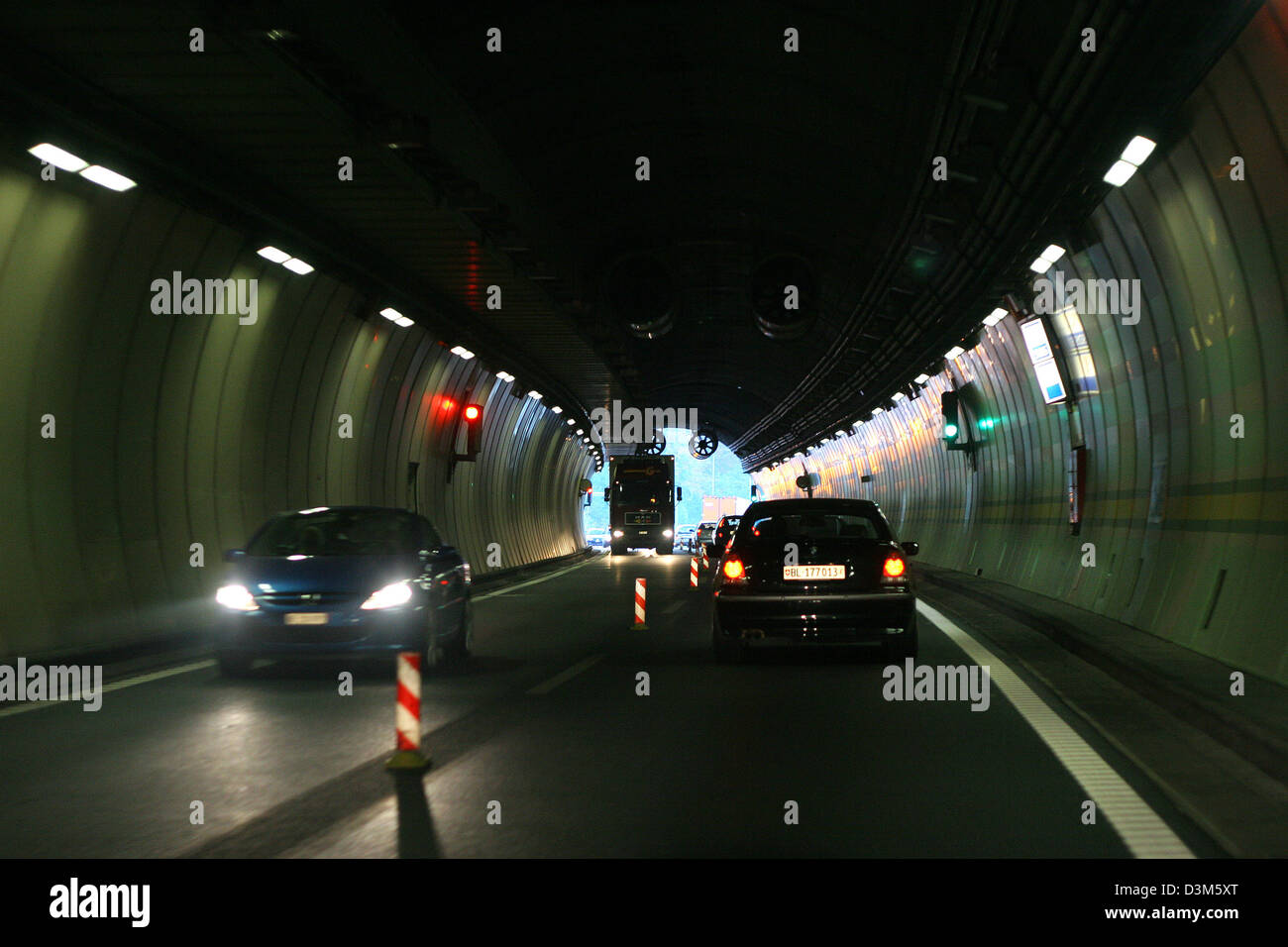 (dpa) - The picture shows a tunnel at A2 motorway from Lucerne to Basle between the city of Maerkingen and Sissach, Switzerland, 27 October 2005. Photo: Heiko Wolfraum Stock Photo