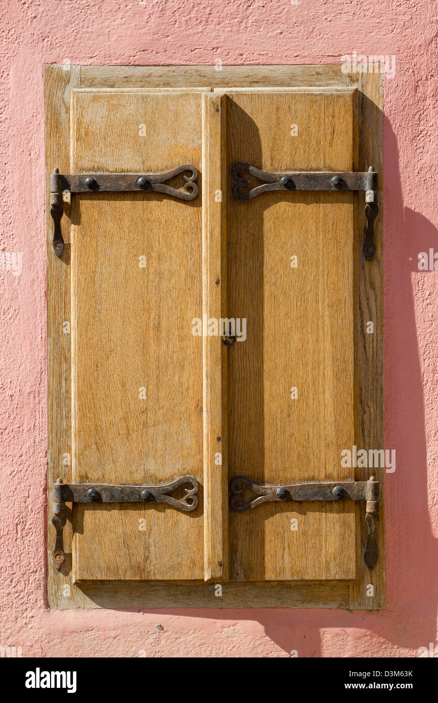 Old wood window with metal hinges Stock Photo Alamy