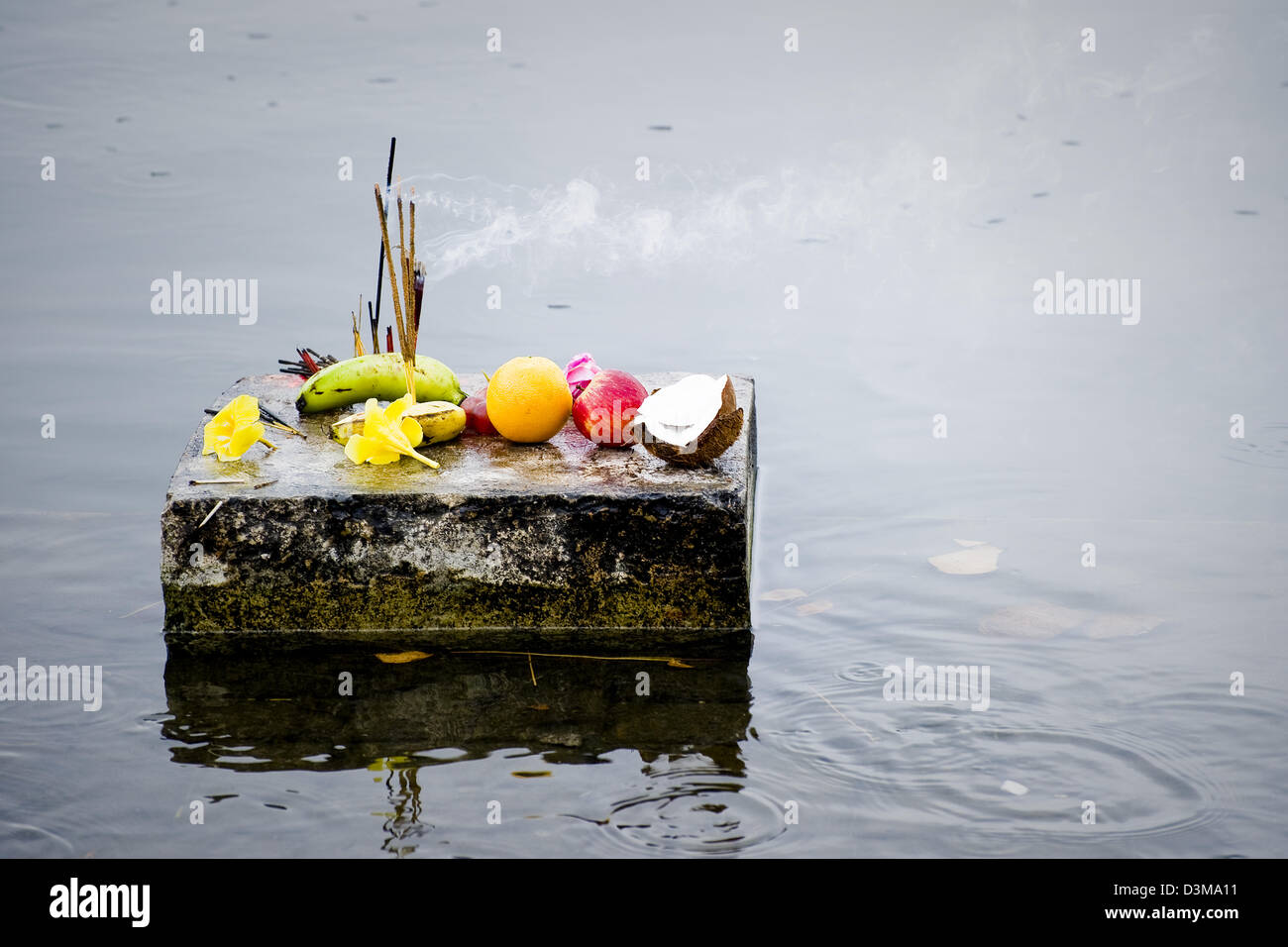 Offerings to Hindu Gods at Grand Bassin at Ganga Talao lake, Mauritius Stock Photo