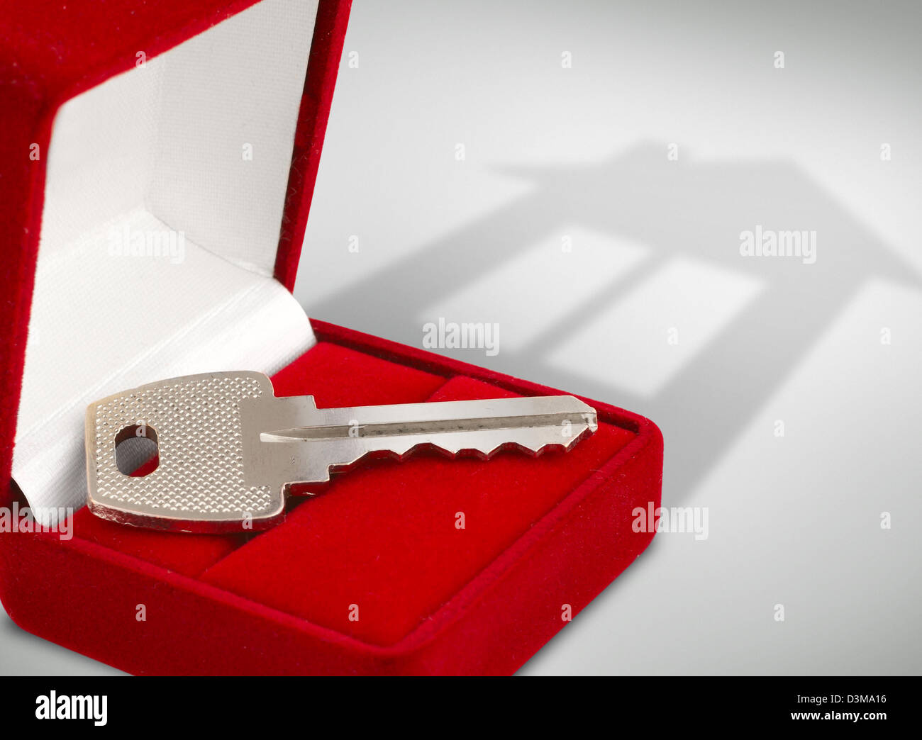 Key in box, house concept Stock Photo