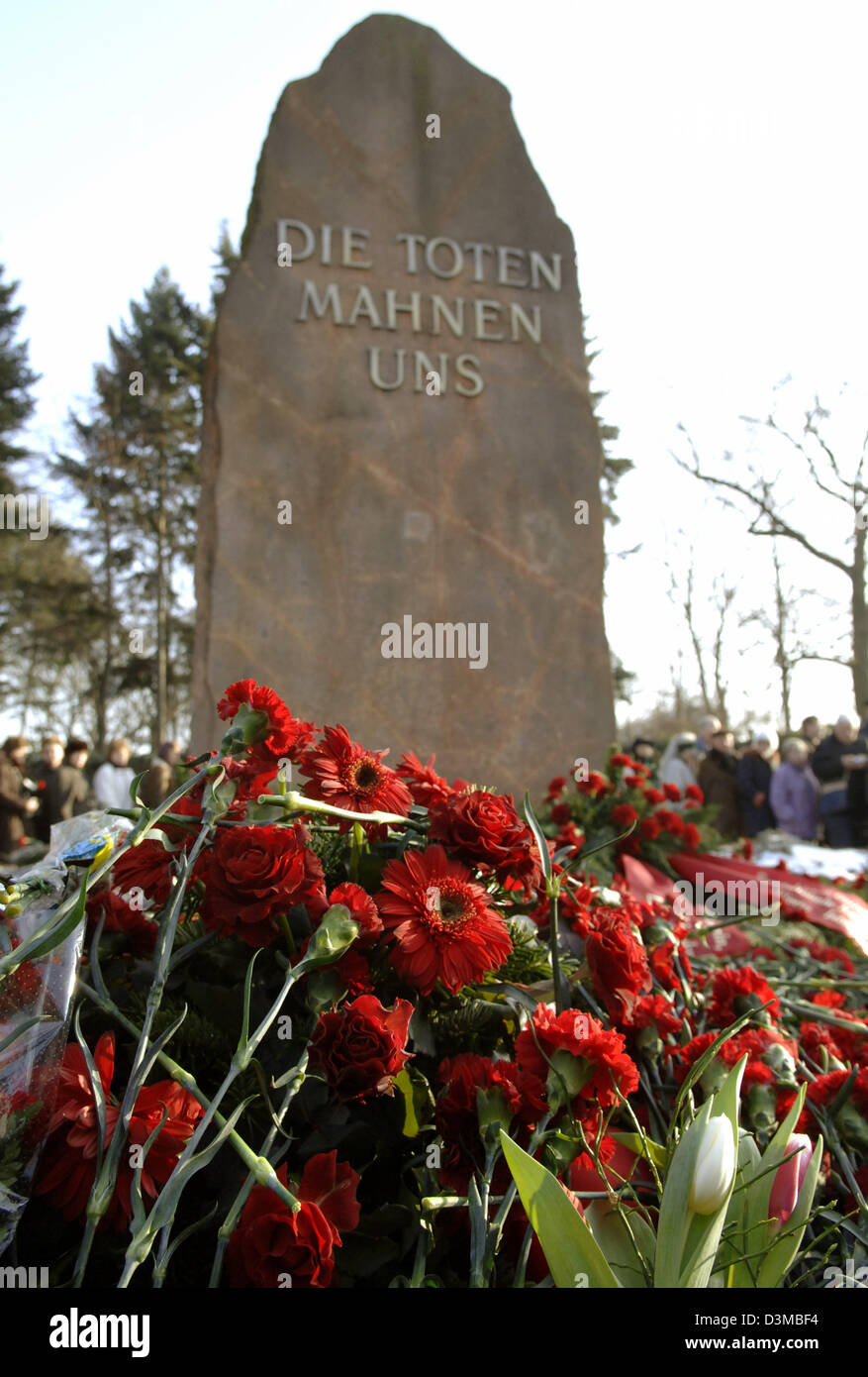 (dpa) Red cloves lie in front of the memorial stone at the memorial