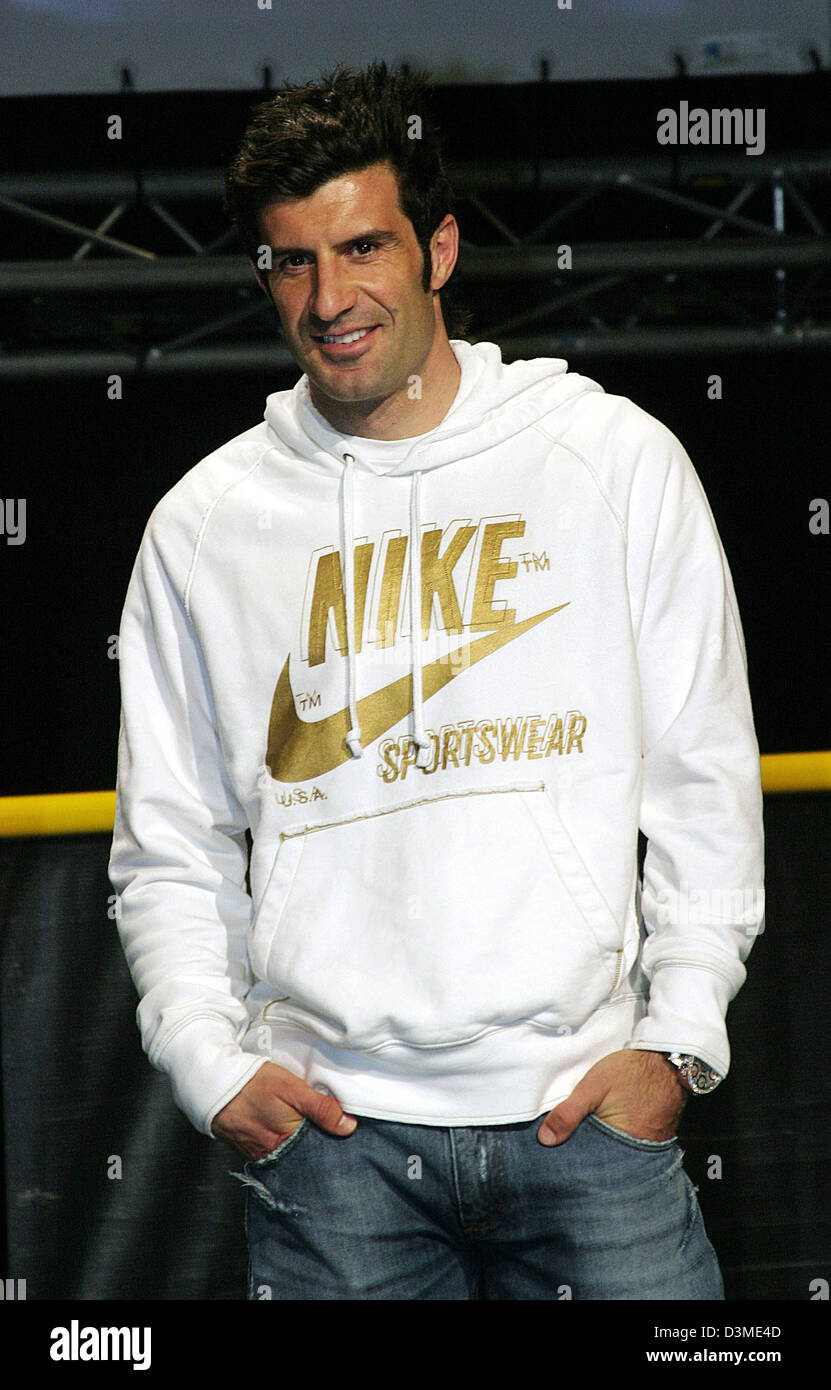 Portuguese soccer pro Luis Figo arrives to the presentation of Nike's  soccer campaign 'Joga Bonito' (Play gorgeous) in the Columbia hall in  Berlin, Germany, 13 February 2006. Children and juveniles can live
