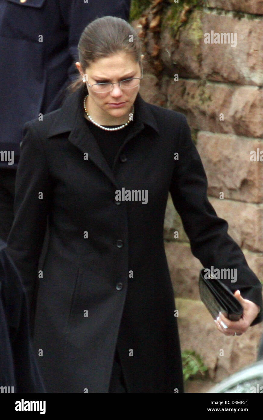 Crown Princess Victoria of Sweden leaves the cemetery after the funeral of Queen Silvia's older brother Joerg Sommerlath in Heidelberg, Germany, Friday, 24 February 2006. Sommerlath died of cancer at the age of 64 in a hospital in Aachen. Photo: Uli Deck Stock Photo