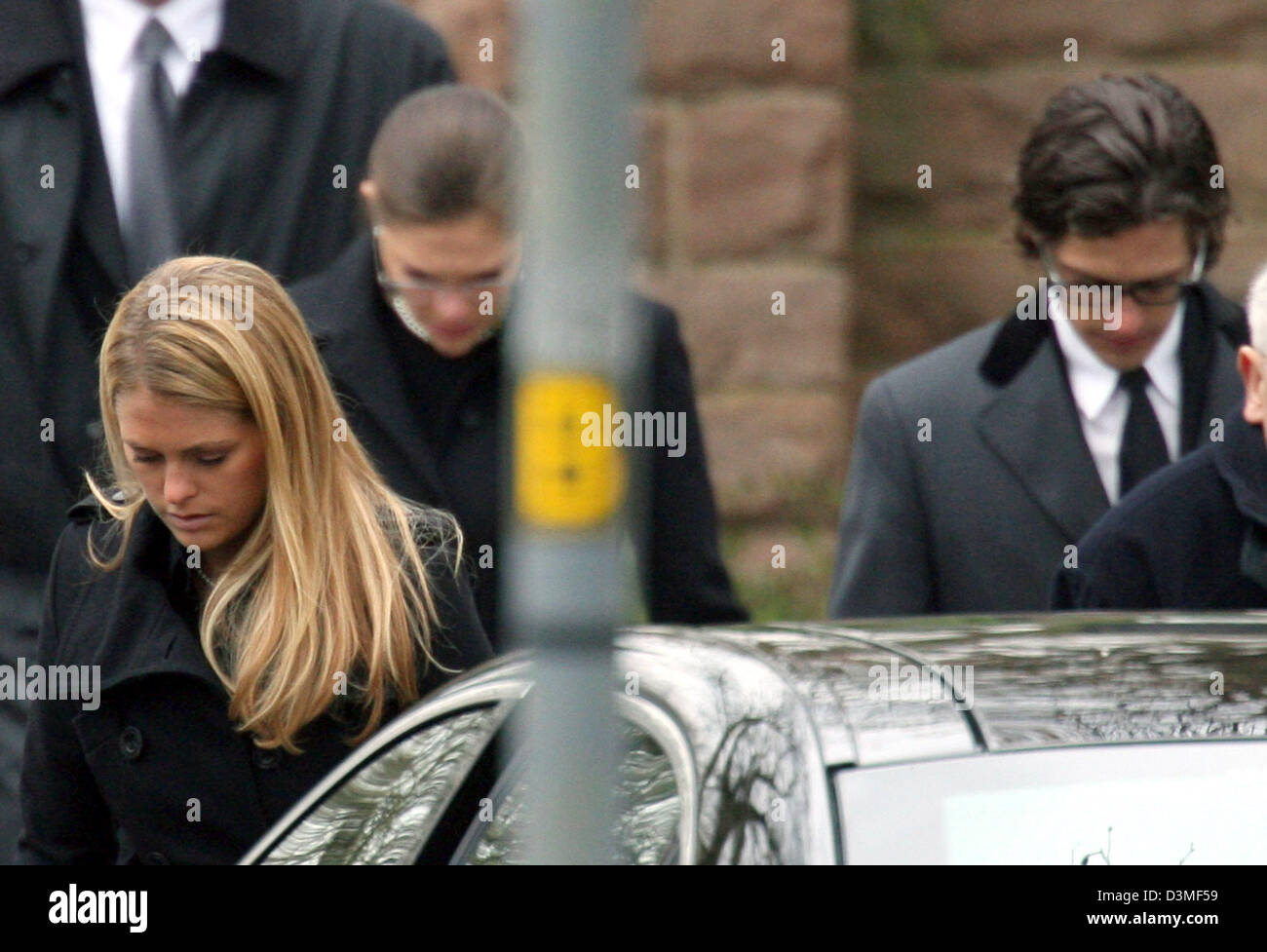 Princess Madeleine of Sweden (L), Crown Princess Victoria of Sweden (C) and their brother Prince Carl Philip leave the cemetery after the funeral of Queen Silvia's older brother Joerg Sommerlath in Heidelberg, Germany, Friday, 24 February 2006. Sommerlath died of cancer at the age of 64 in a hospital in Aachen. Photo: Uli Deck Stock Photo
