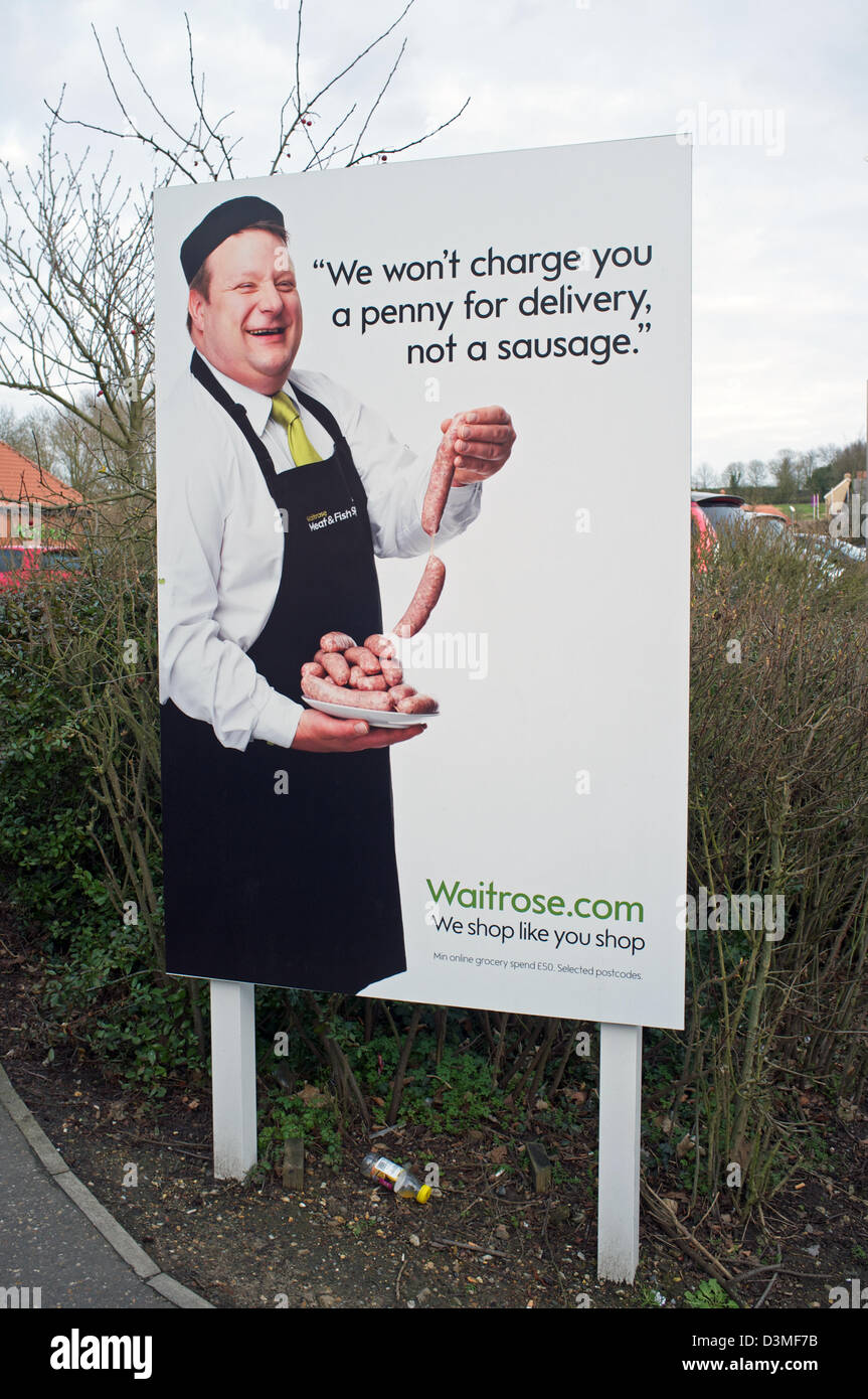 Advert for free delivery at Waitrose supermarket Stock Photo Alamy