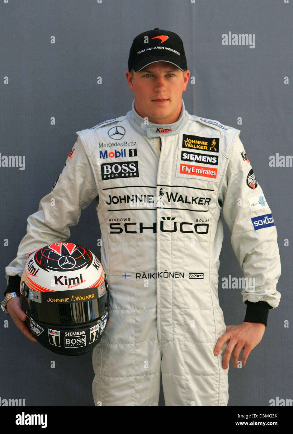 Finnish Formula One driver Kimi Raikkonen of McLaren Mercedes poses for