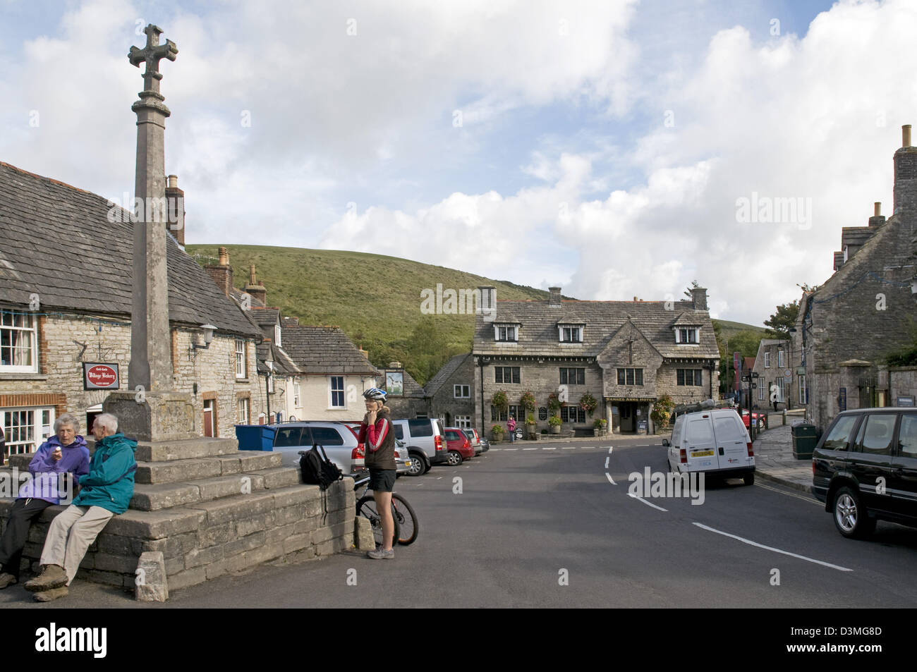 The Dorset village of Corfe Castle Stock Photo