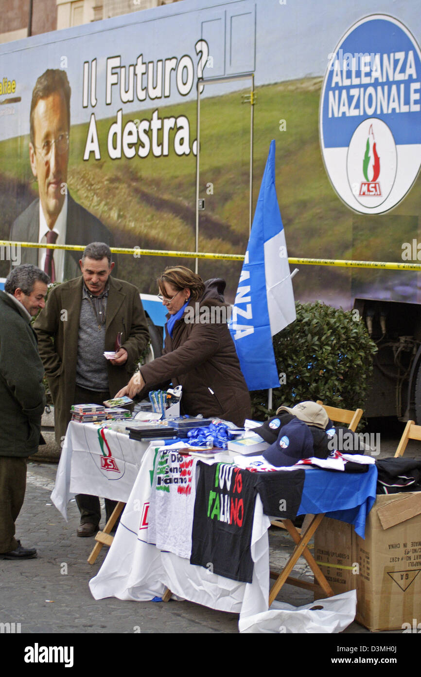 An elections campaign event of political party Alleanza Nazionale takes