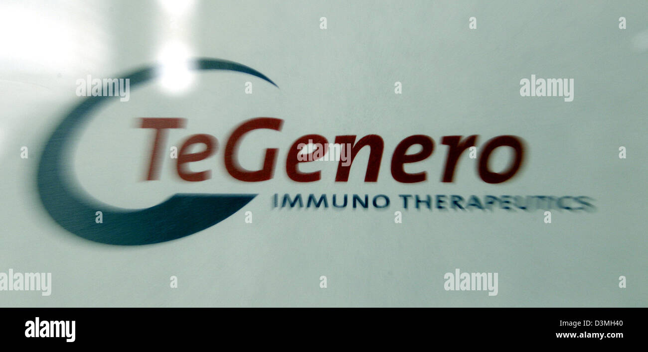 A view of the logo of pharmaceutical company TeGenero in Wuerzburg, Germany, Thursday, 16 March 2006. Two Britons are in danger of life after participating in a voluntary drug test for a product produced by TeGenero. The drug known as TGN 1412 was designed for the treatment of multiple sclerosis, rheumatic arthritis and leukaemia. Photo: Daniel Karmann Stock Photo