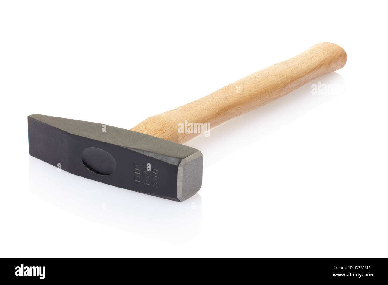 Hammer with wooden grip, perspective view Stock Photo