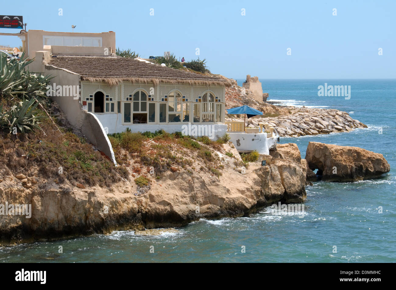 Cafe on the beach, Mahdia, Tunis, Africa Stock Photo