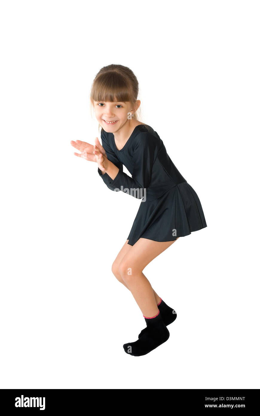The small dancer in a black dress Stock Photo