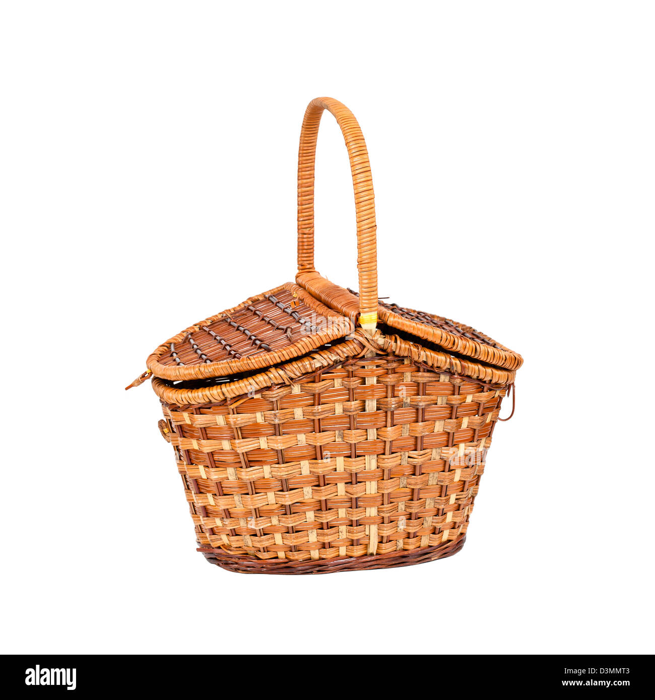 Basket for picnic isolated on white background Stock Photo - Alamy