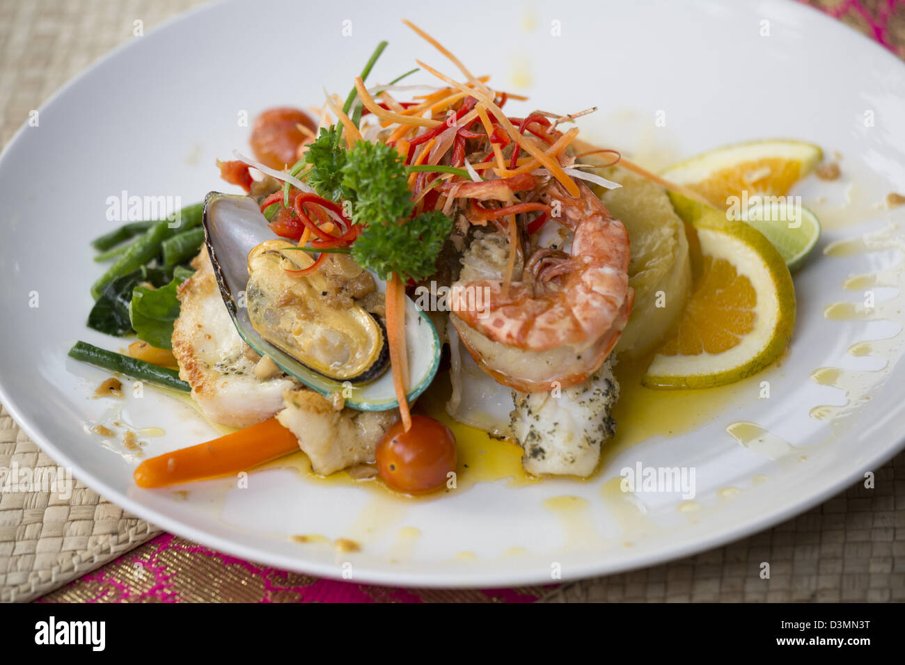 Seafood in Ubud, Bali Stock Photo