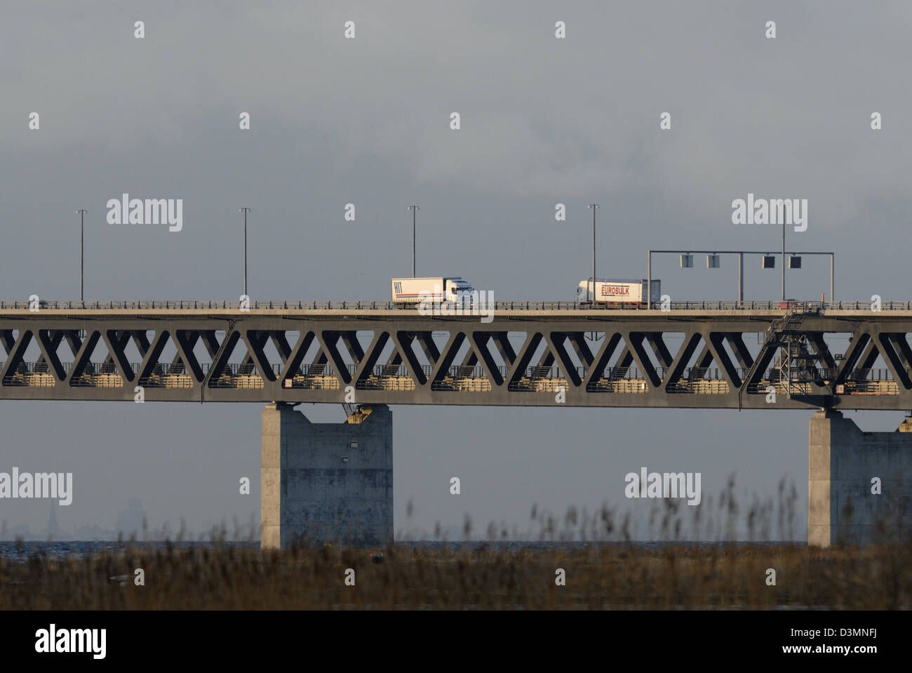 The Öresund Bridge between Scania Sweden and Copenhagen Denmark Stock Photo
