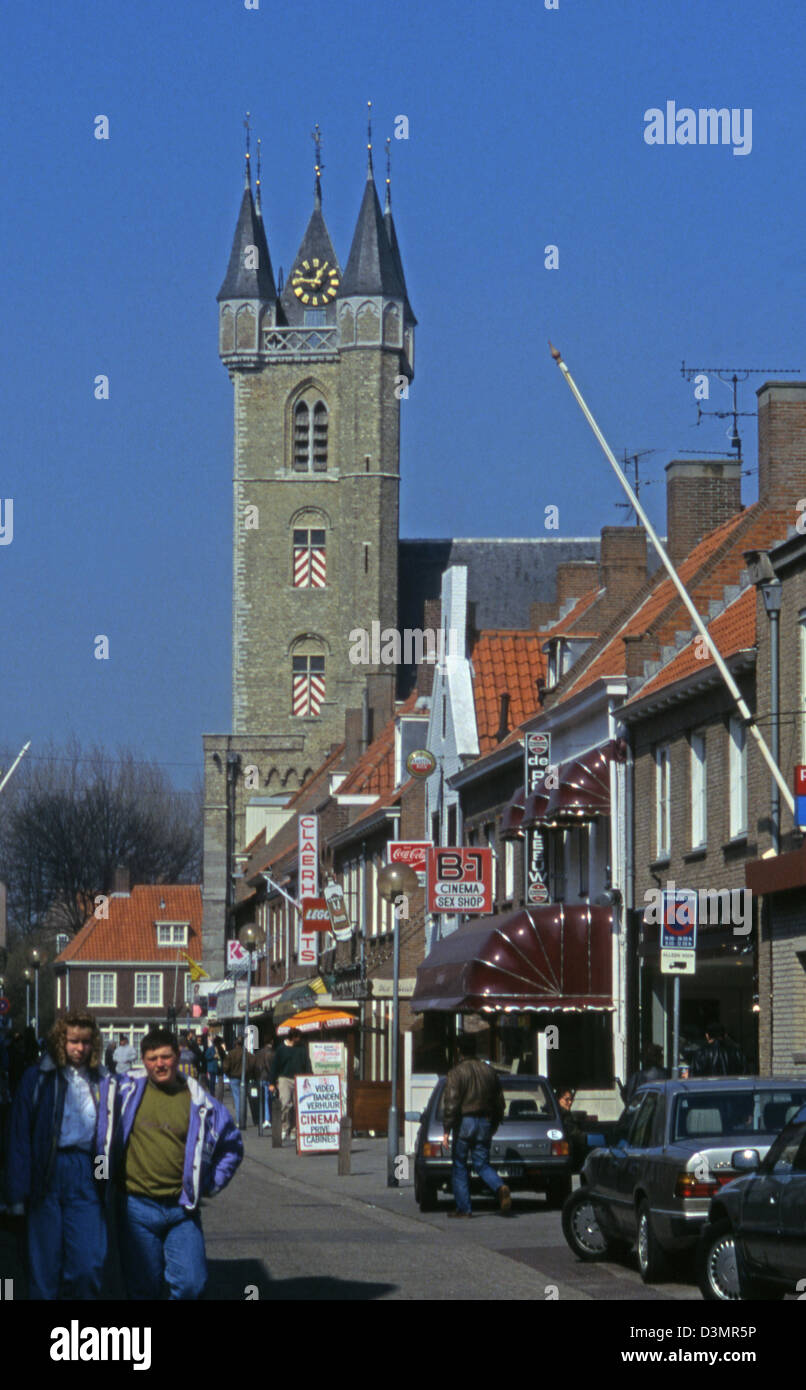 Belfry Sluis, Holland, Zeeland Stock Photo