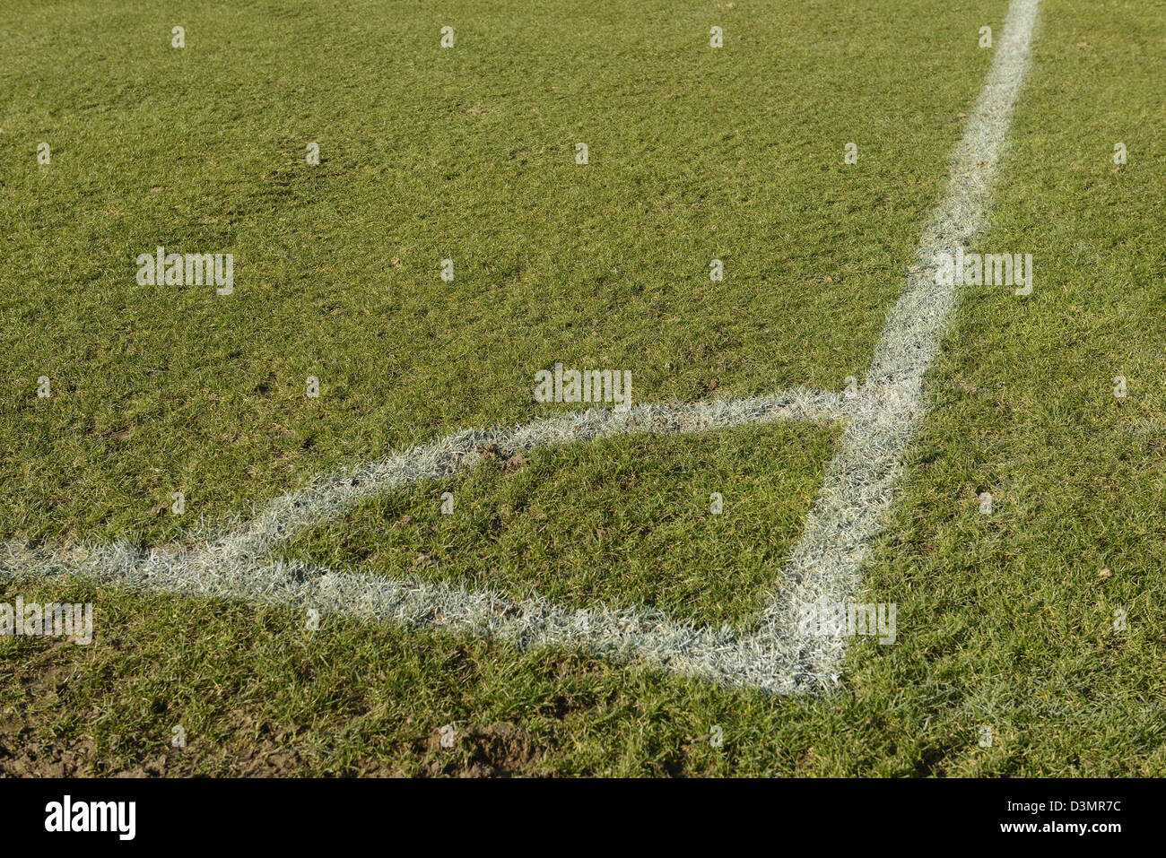 Football pitch corner marking Stock Photo