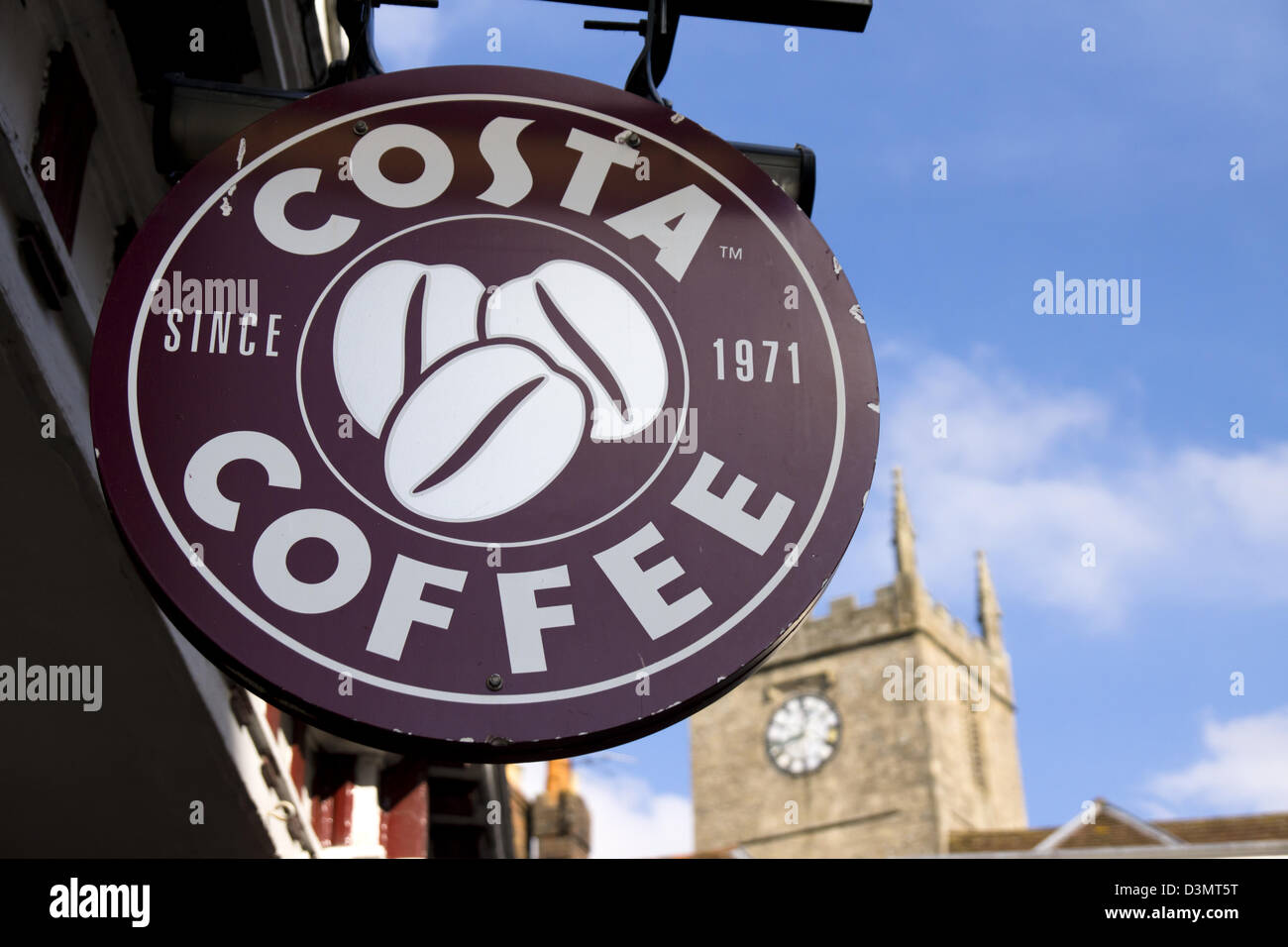 Marlborough is a small market town in the wiltshire countryside, England UK. the Costa Coffee shop. Stock Photo