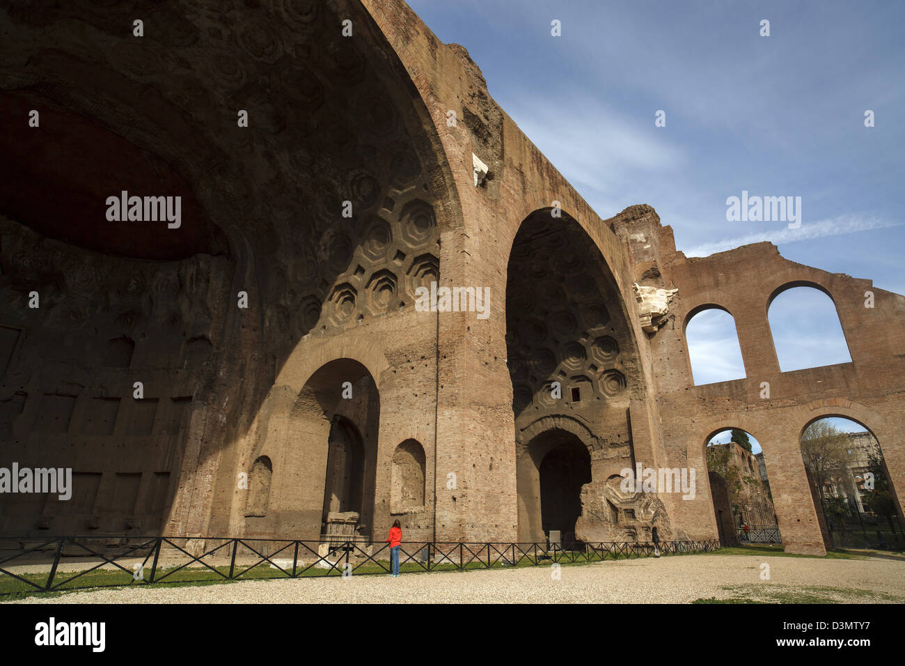 Basilica of Maxentius and Constantine in the Forum in Rome, the Forum's largest structure built in AD 315 barrel vaults Stock Photo