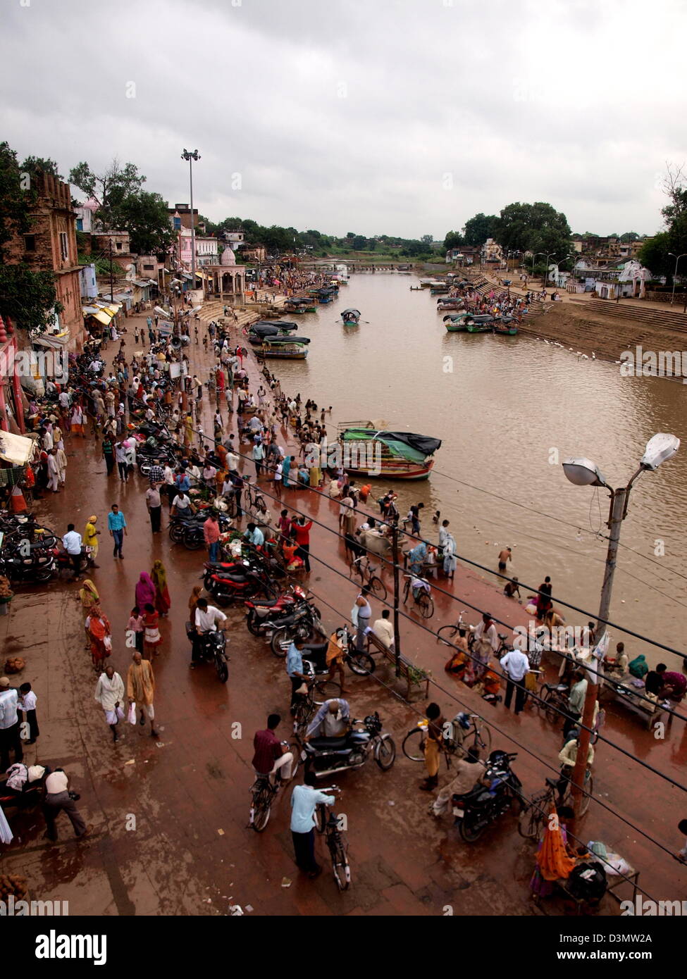Ramghat on the Mandakini river in Chitrakoot (Chitrakuta), India Stock Photo
