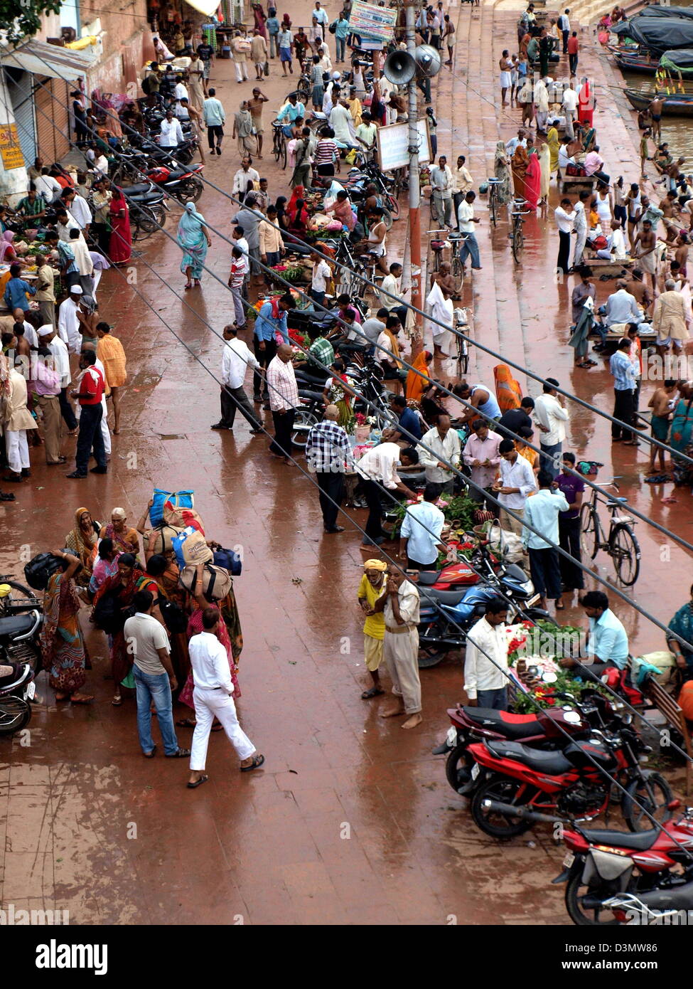 Ramghat on the Mandakini river in Chitrakoot (Chitrakuta), India Stock Photo