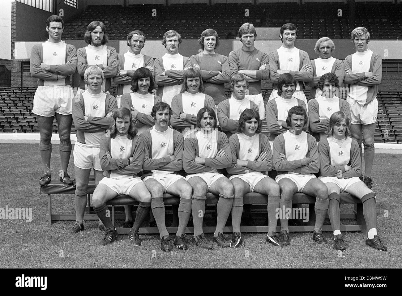 Birmingham City Football Club team 1972 Roger Hynd, Alan Whitehead, Tommy Carroll, Ray Martin, Paul Cooper, Mike Kelly, Stock Photo