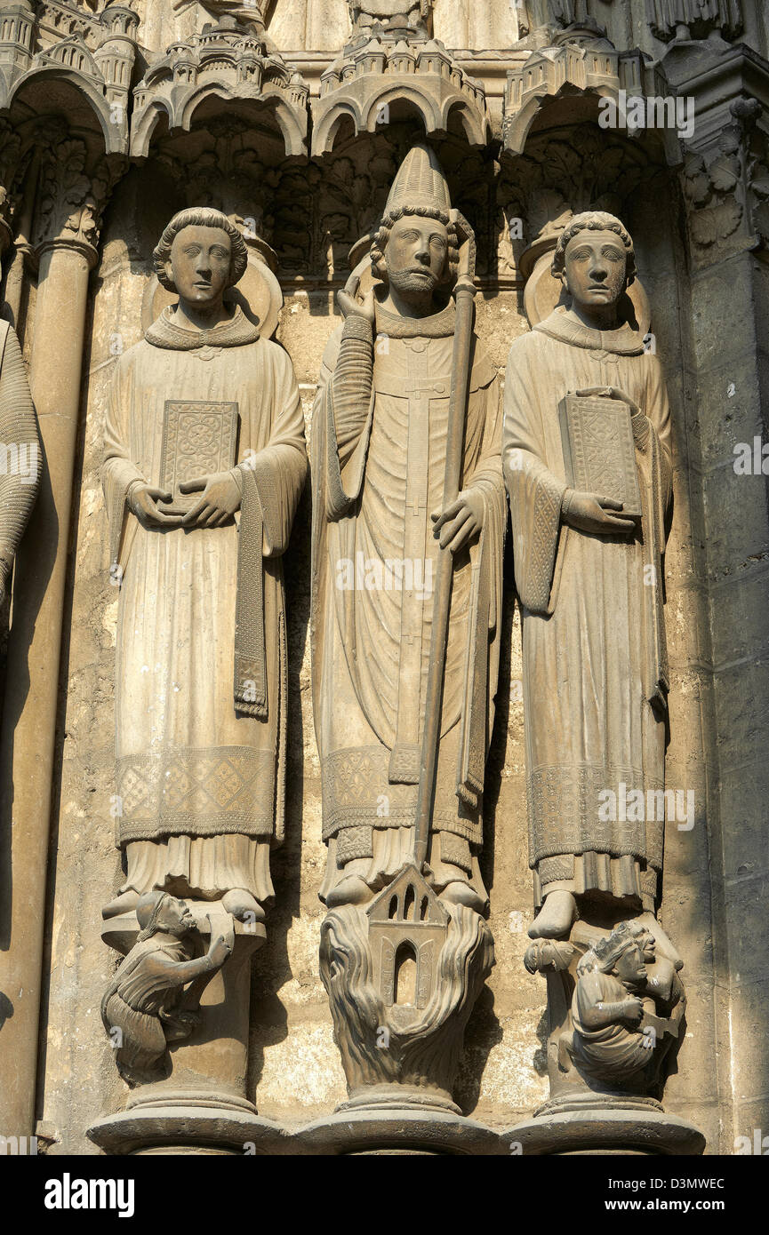 Gothic statues from the South Porch of Cathedral of Chartres, France