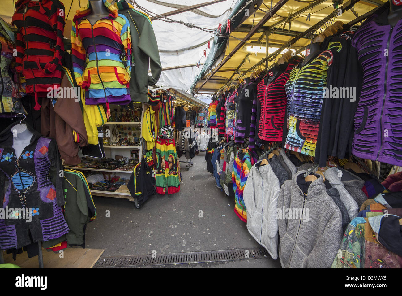 London, Camden Lock, Camden Market, Camden Town,Clothes, Colorful Stock Photo