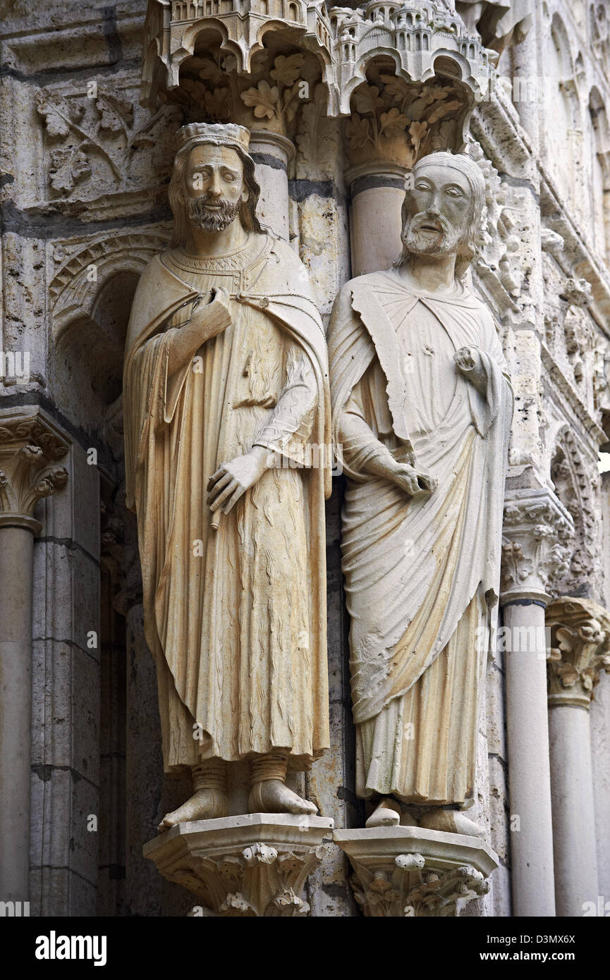 Gothic statues from the North porch of Cathedral of Chartres, France