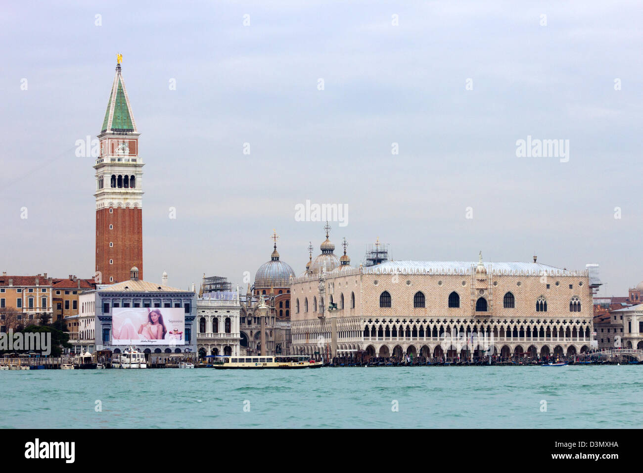 View on St Mark's Square, Doges Palace and the Campanile tower. Venice, Italy Stock Photo