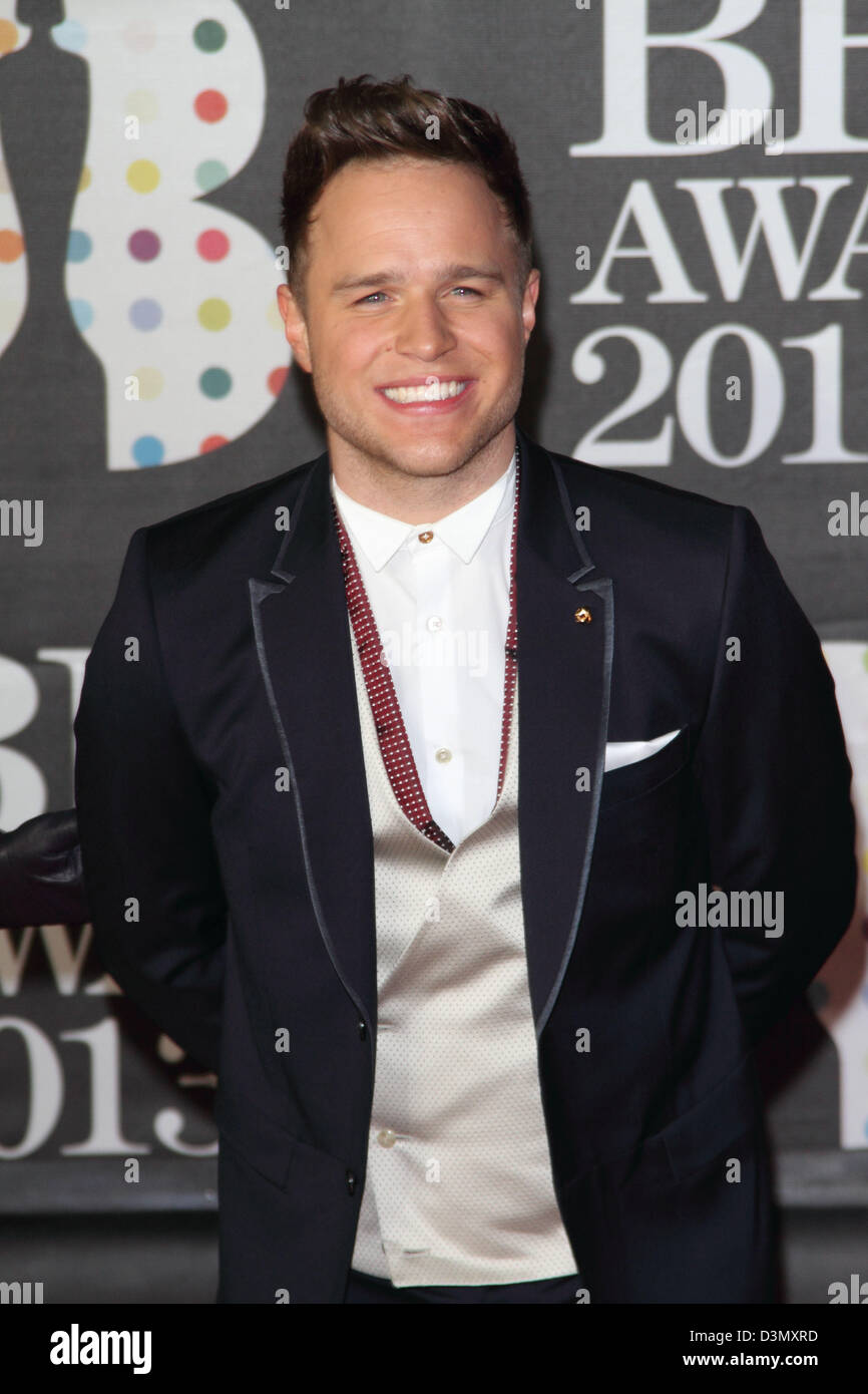 London, UK. 20th February 2013. Olly Murs at the The 2013 Brit Awards at the O2 Arena, London - February 20th 2013  Photo by Keith Mayhew/ Alamy Live News Stock Photo