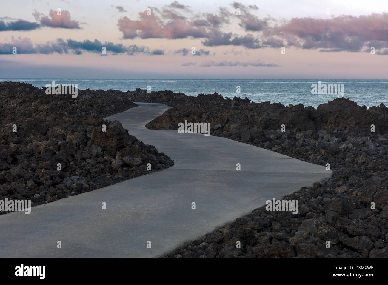 Path along shore of Kohala Coast. The Big Island, Hawaii. Stock Photo