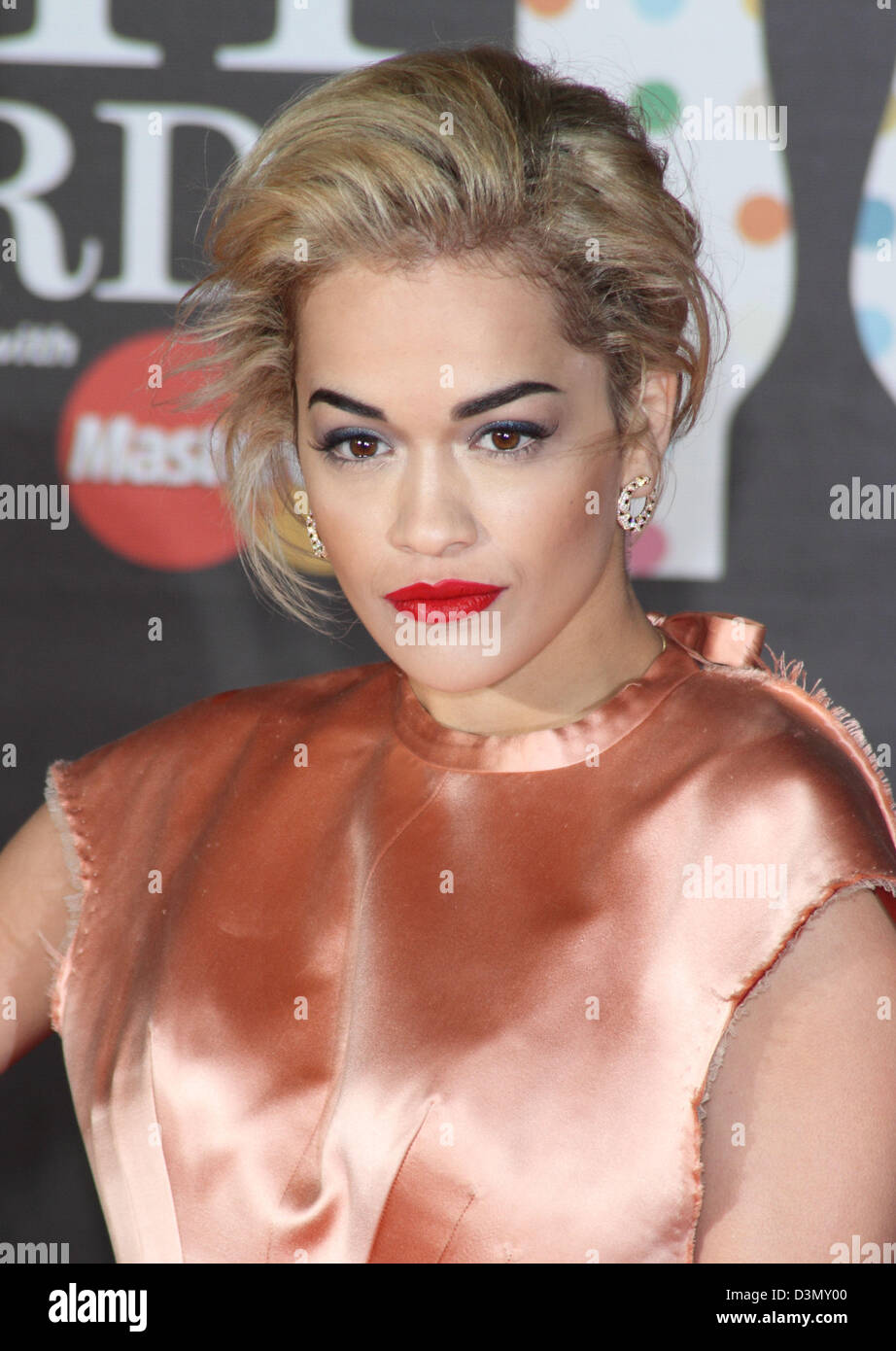 London, UK. 20th February 2013. Rita Ora at the The 2013 Brit Awards at the O2 Arena, London - February 20th 2013  Photo by Keith Mayhew/ Alamy Live News Stock Photo