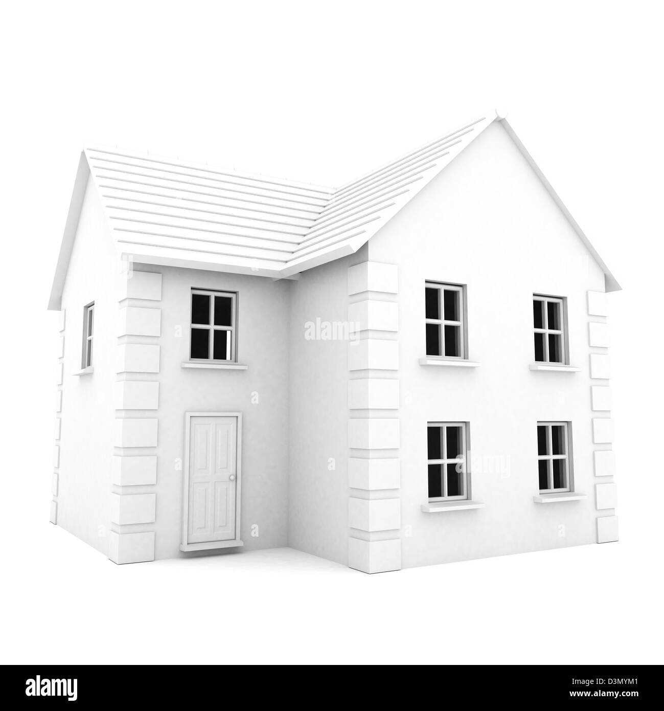 A Colourful 3d Rendered White Home Illustration Stock Photo - Alamy