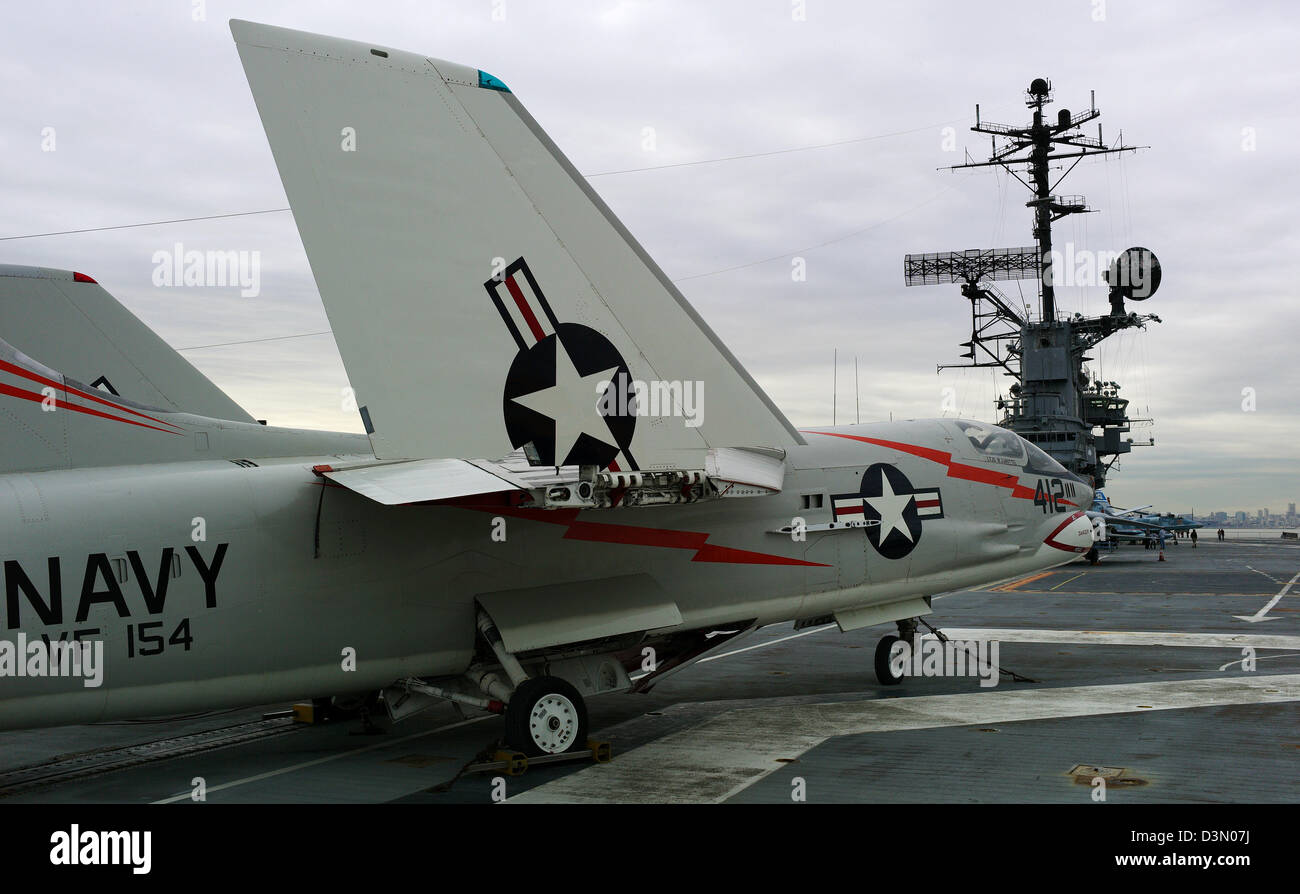 Chance Vought F-8 Crusader US Jet Aircraft aboard USS Hornet Museum Stock Photo