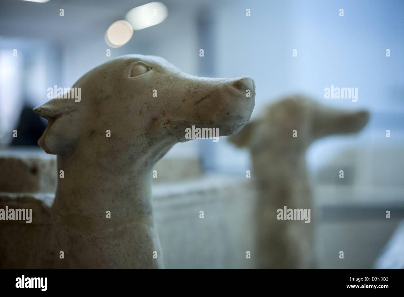 Ancient sculpture of dogs on display in the Capitoline museum in Rome Italy Stock Photo