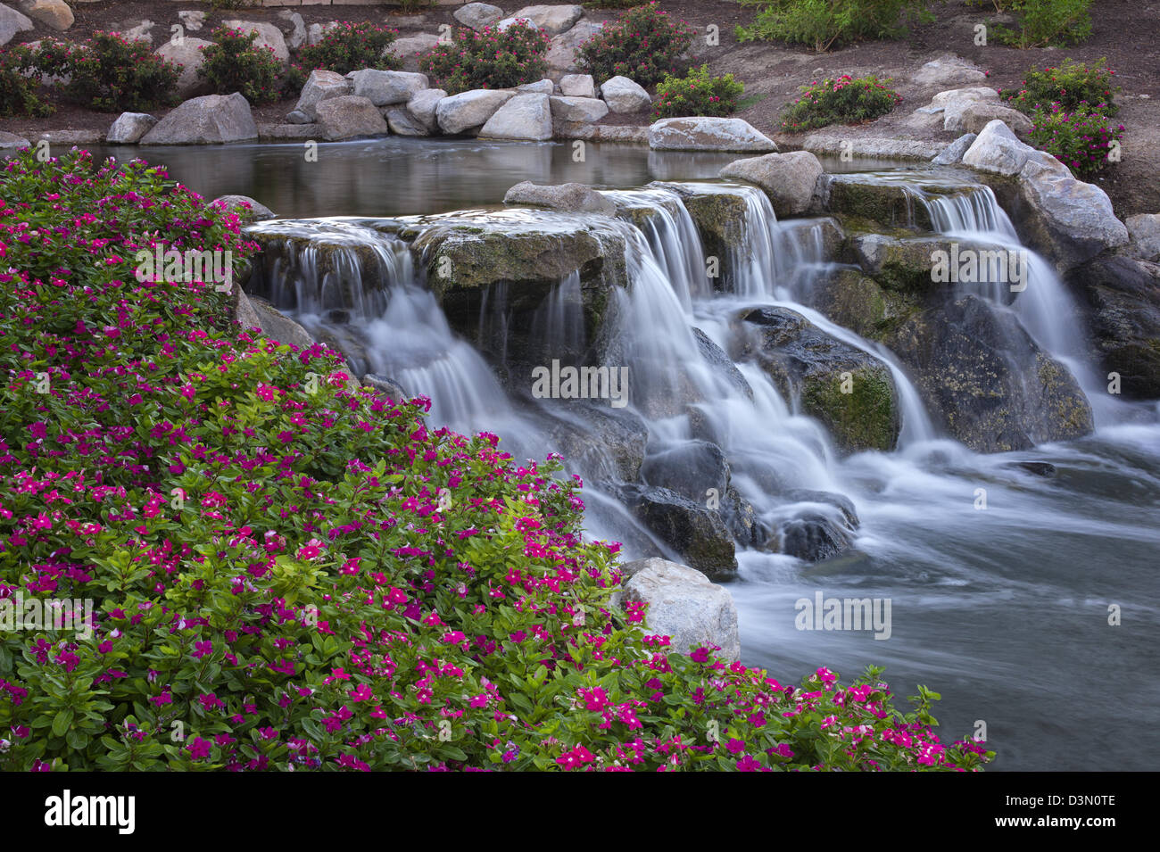 Waterfalls in Garden. Palm Desert, California Stock Photo