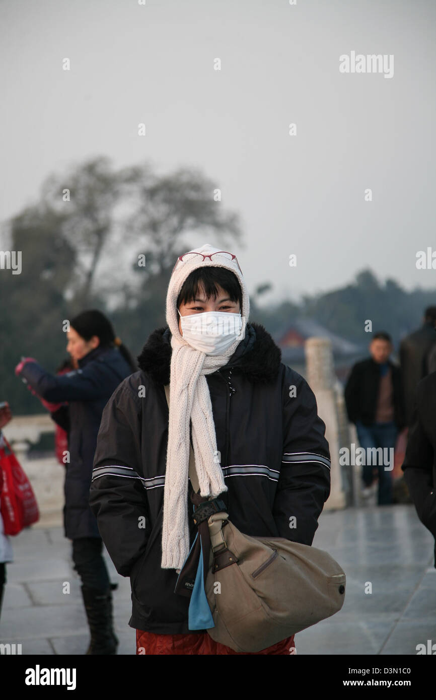 SARS masks worn in Beijing Stock Photo