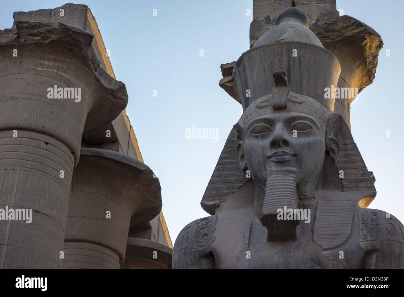 Luxor Temple,  Luxor, Egypt. Details of Statues of Ramses II Stock Photo