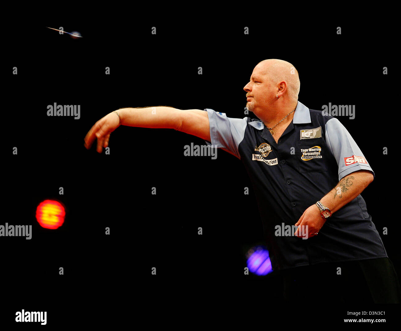 21.02.2013 Bournemouth, England.  Robert Thornton in action during the during round three of the Premier League Darts from the BIC. Stock Photo