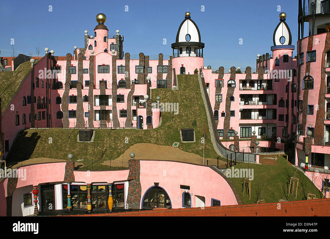 Magdeburg, Germany, the Gruene citadel of Friedensreich Hundertwasser Stock Photo