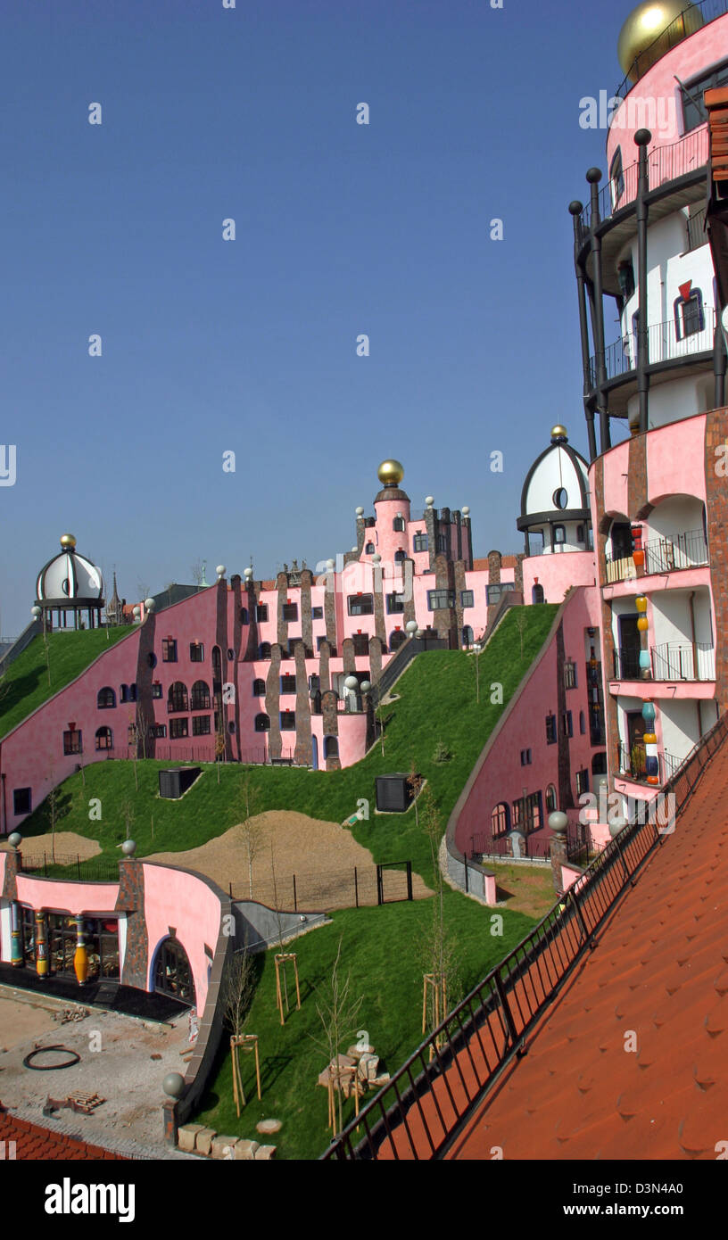 Magdeburg, Germany, the Gruene citadel of Friedensreich Hundertwasser Stock Photo
