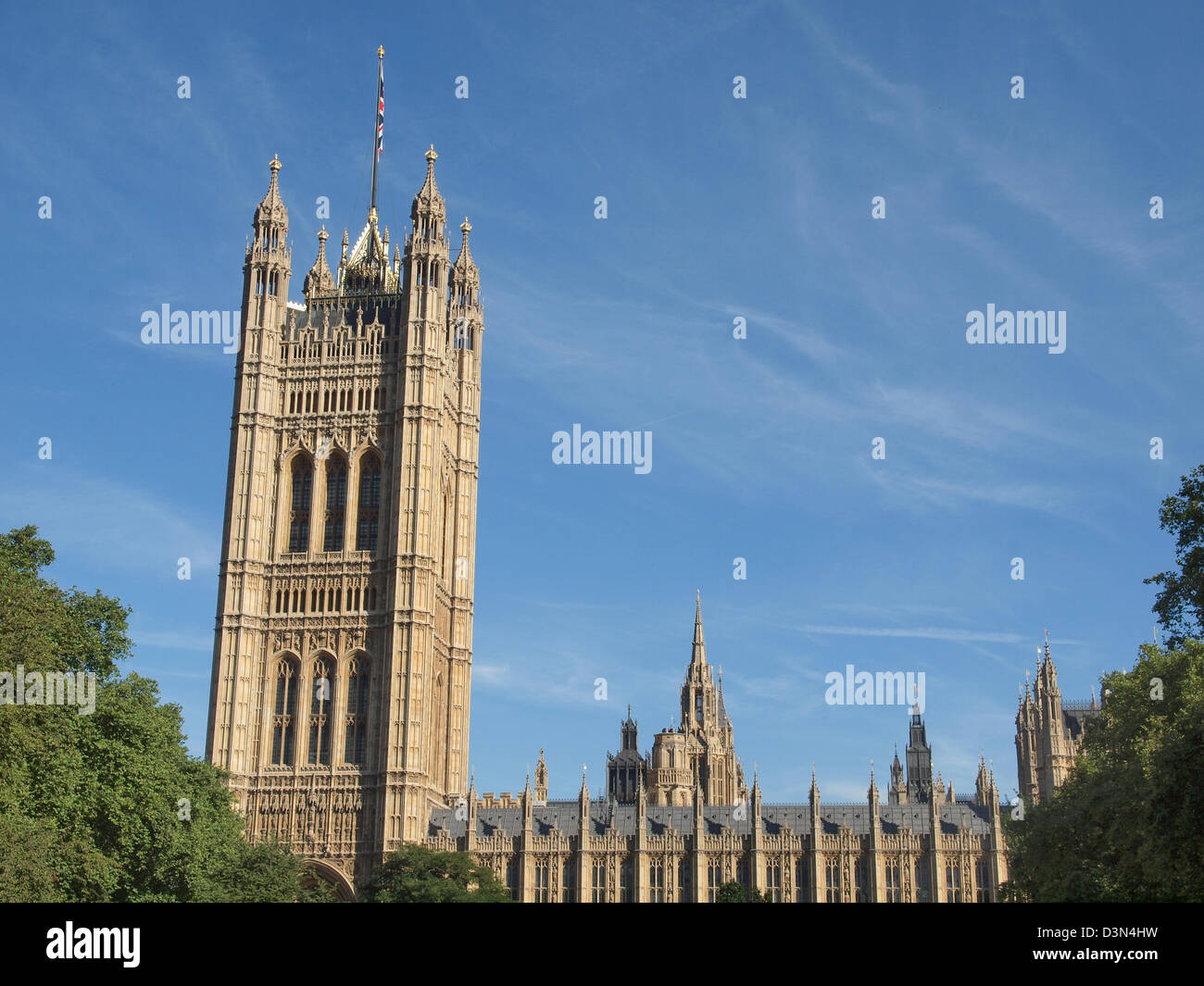 Big Ben at Houses of Parliament, Westminster Palace, London, UK Stock