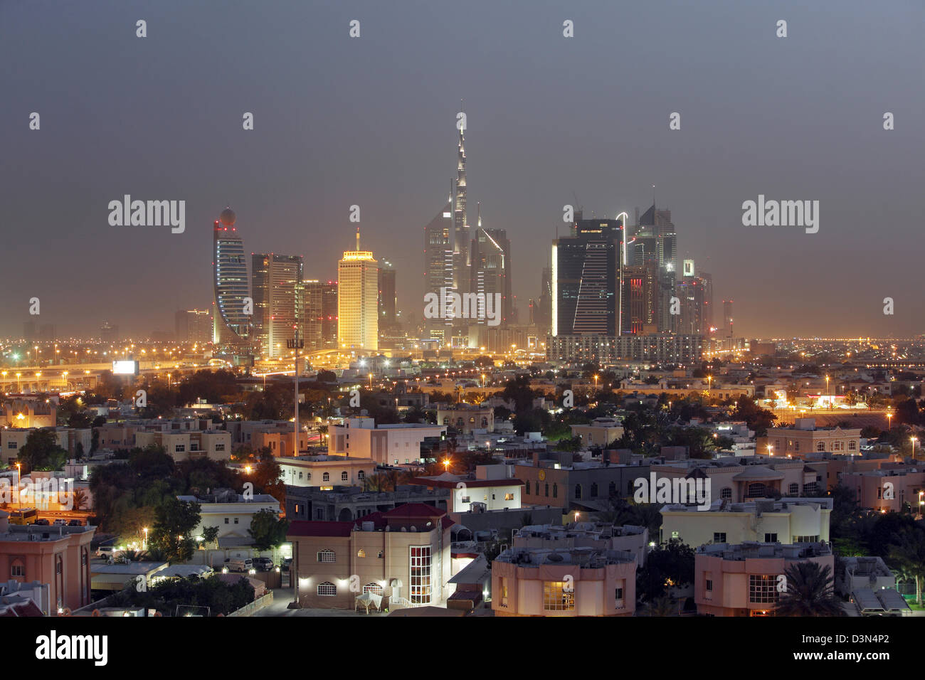 Dubai, United Arab Emirates, City Panorama at night Stock Photo
