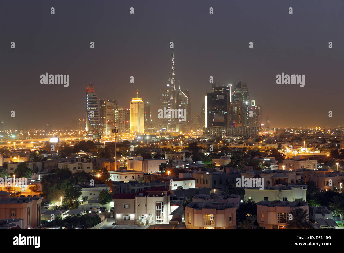 Dubai, United Arab Emirates, City Panorama at night Stock Photo